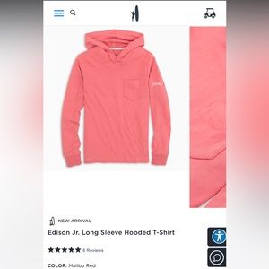 Johnnie-O Red Long Sleeve Hooded T-shirt, Boys 12